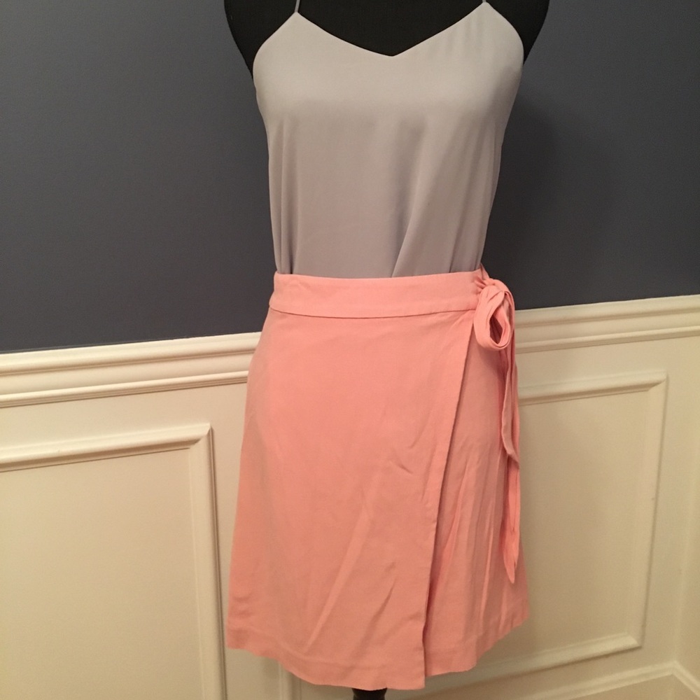 Pink Linnen Wrap Skirt from Loft